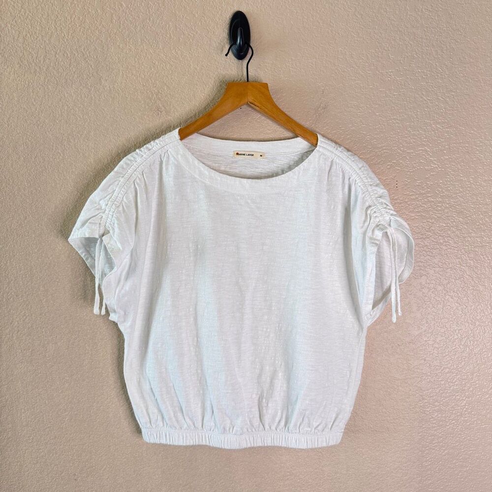 Marine Layer White Slub Cotton Dolman Sleeve Shirt Womens Medium Beachy Basic